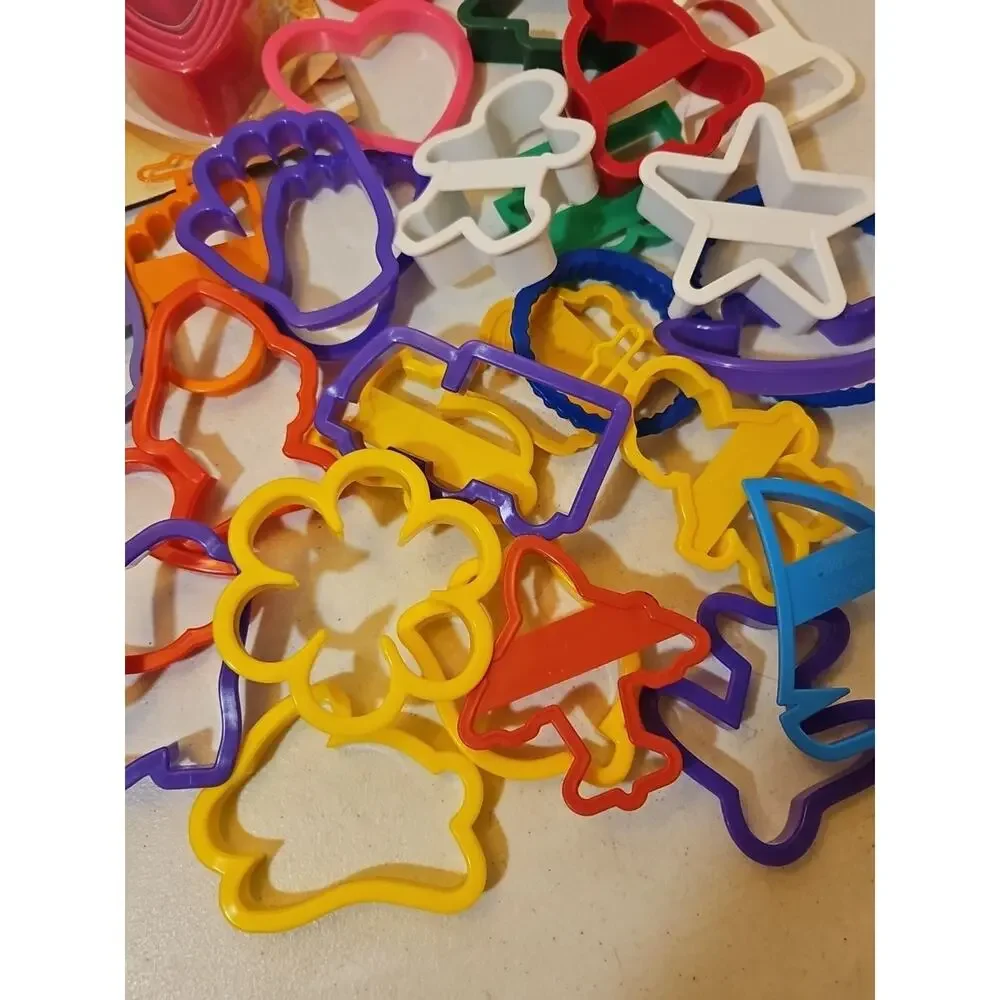 Assorted Lot Of Plastic Cookie Cutters fun shapes for baking & crafts